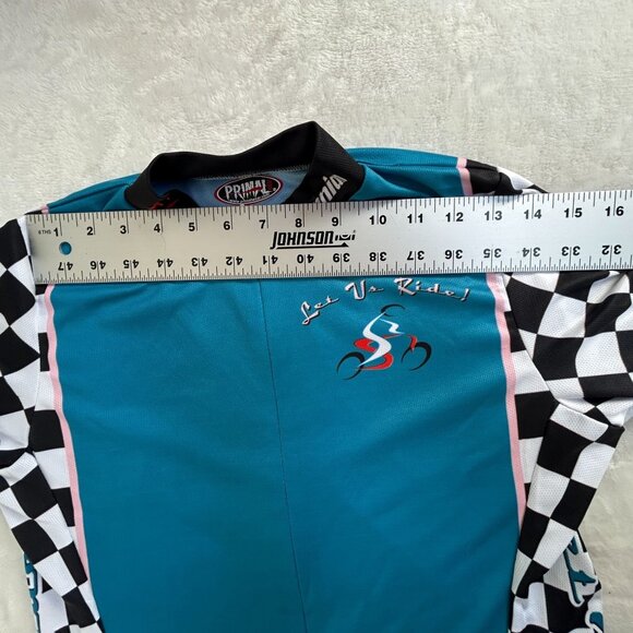 Primal Wear Cycling Jersey Let Us Ride! California Checkered Mens Small Blue - Picture 7 of 9